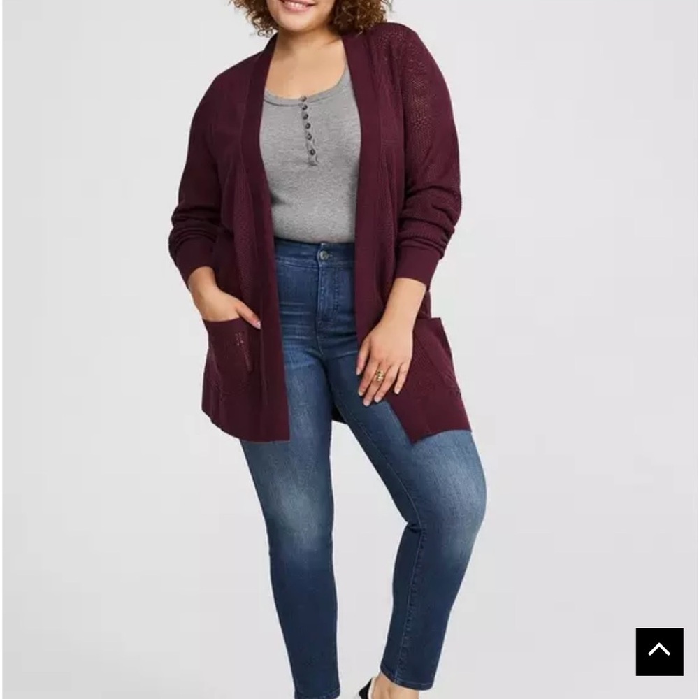 Torrid Pointelle Longline Open Front Cardigan Swe… - image 2